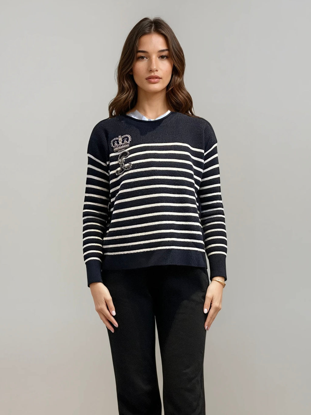 Ralph Lauren Navy and White Striped Sweater