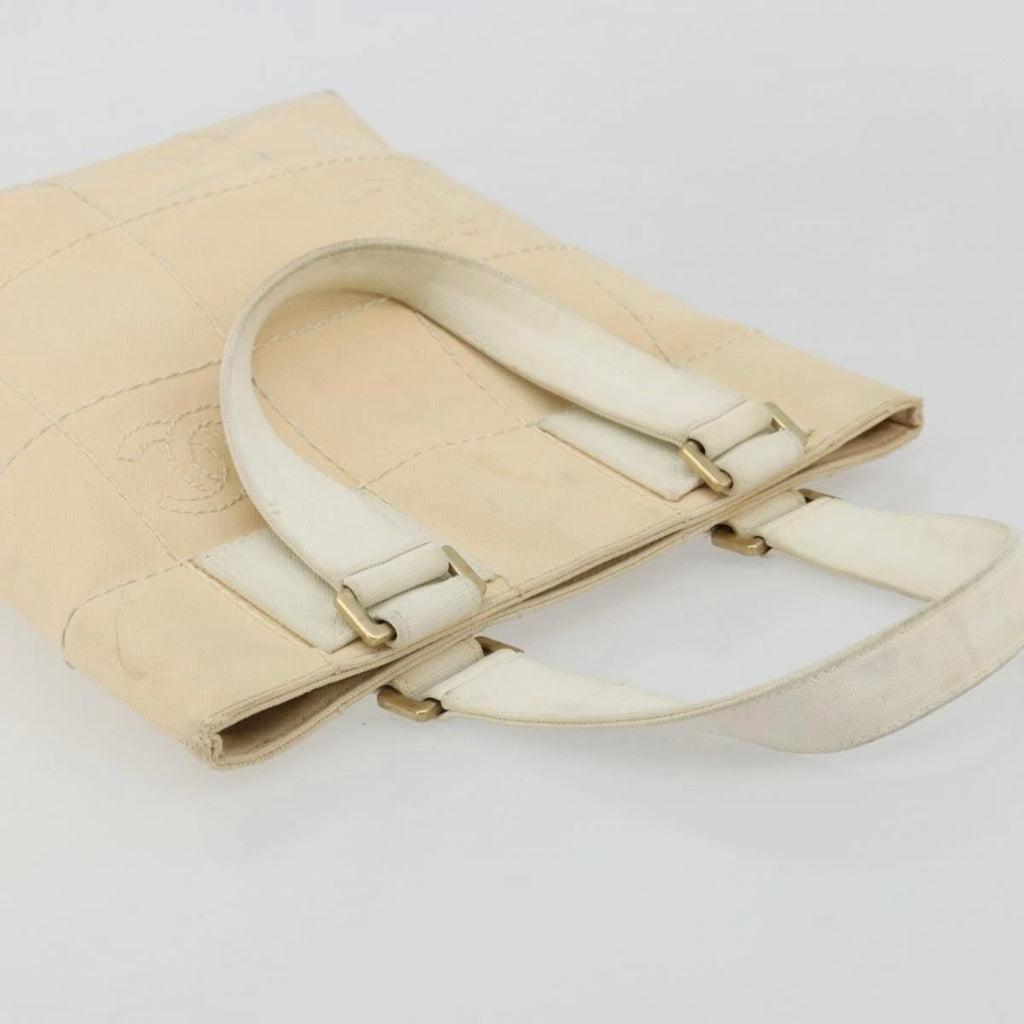 Chanel Cream Canvas Logo Tote