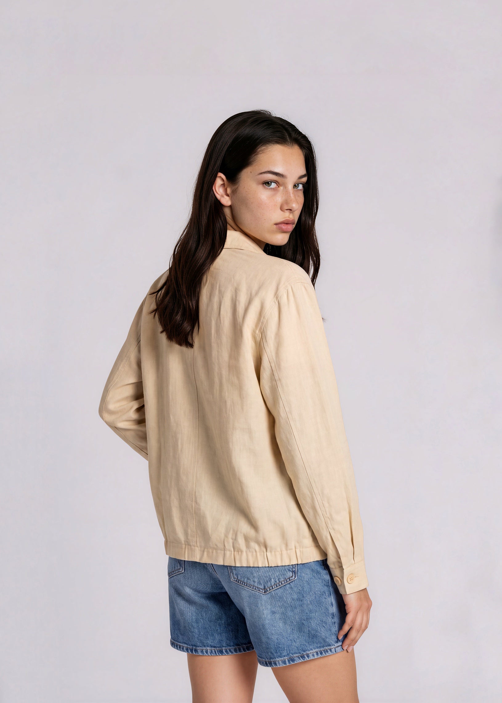 YSL Beige Collared Bomber