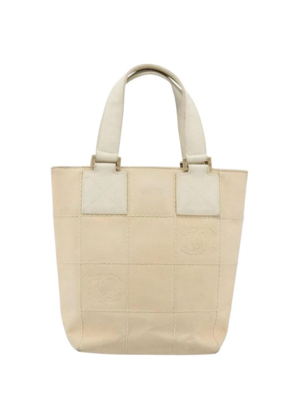 Chanel Cream Canvas Logo Tote