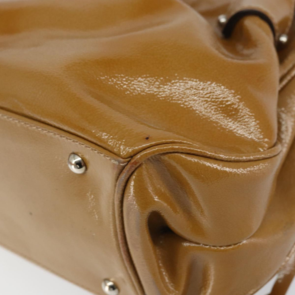 Ferragamo Tan Patent Hobo Bag