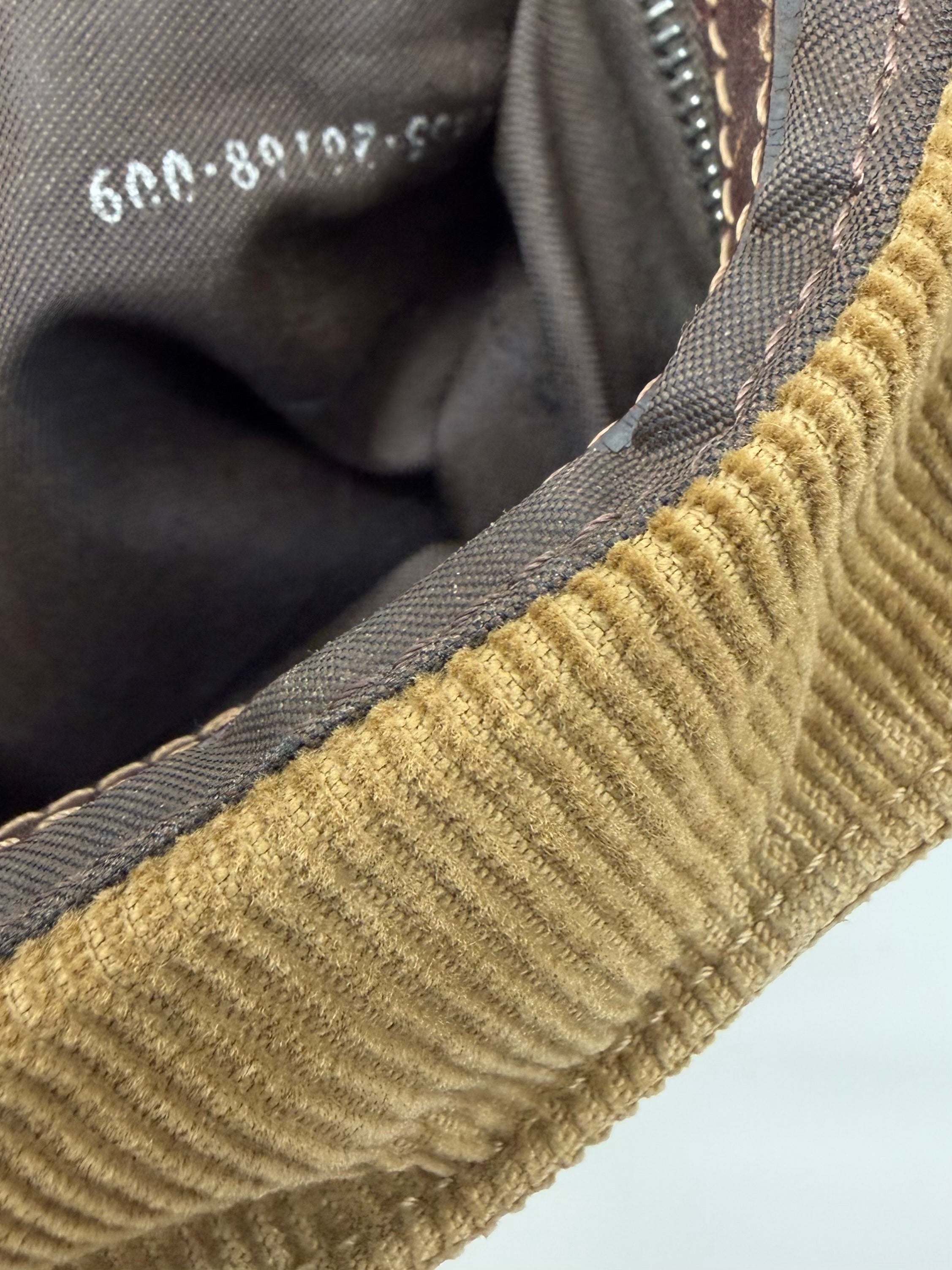 Fendi Tan Corduroy Shoulder Baguette