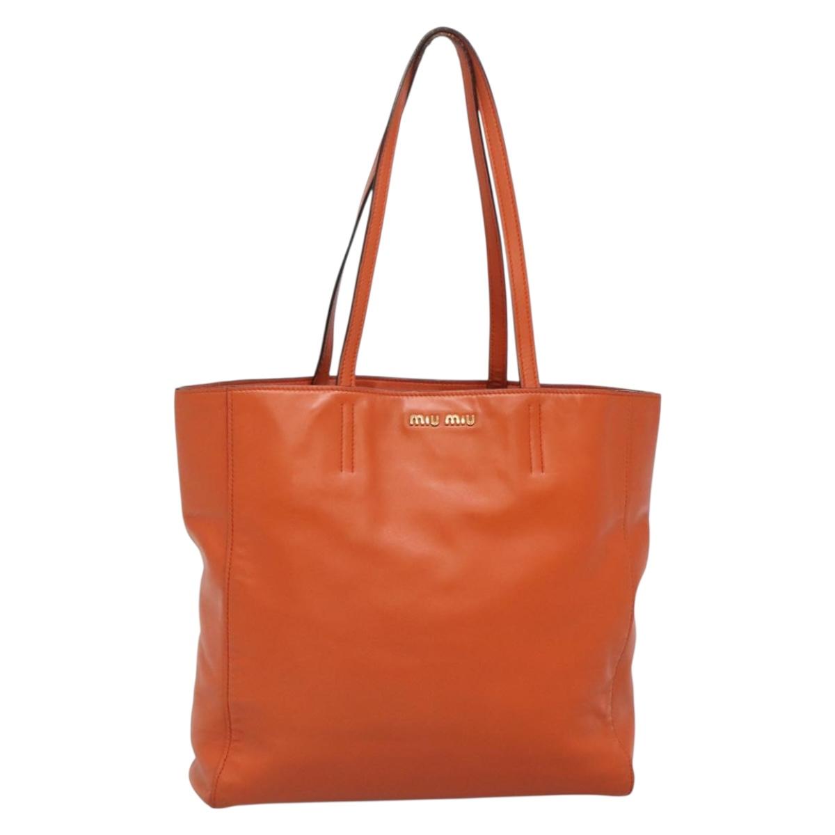 Miu Miu Orange Leather Tote
