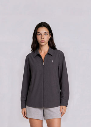 YSL Charcoal Striped Classic Collared Bomber