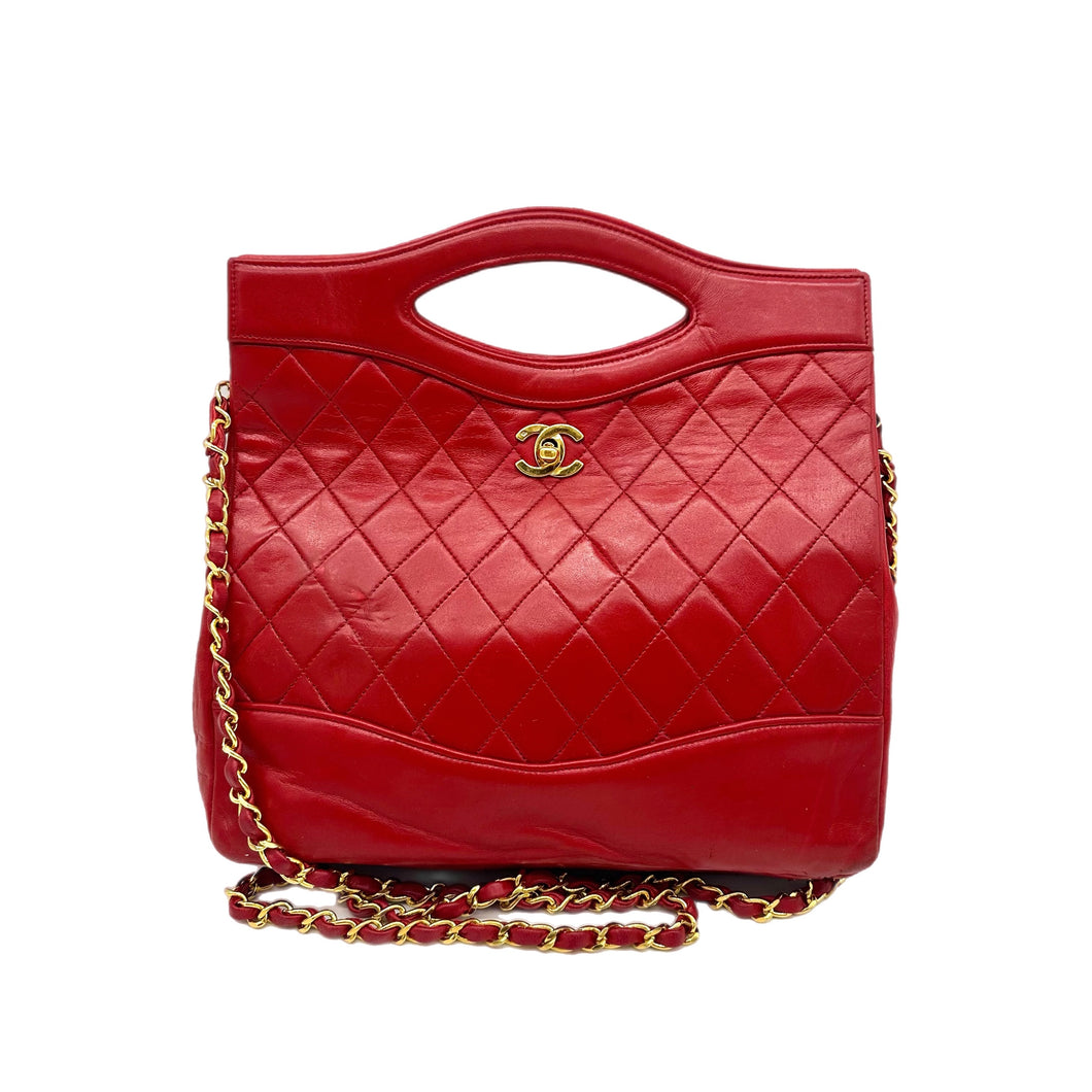 Chanel Red Quilted Shoulder Bag