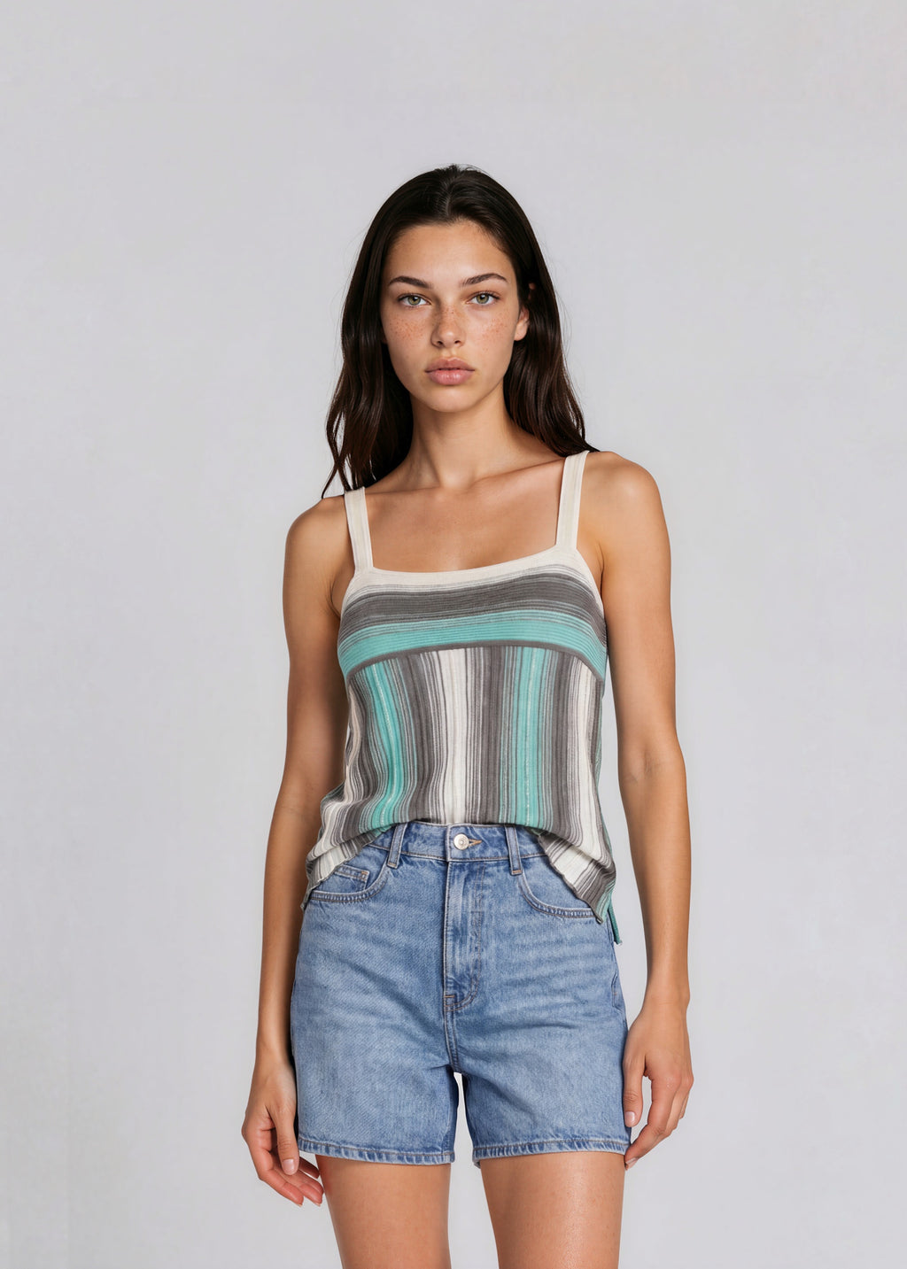 Missoni Blue and Grey Striped Tank