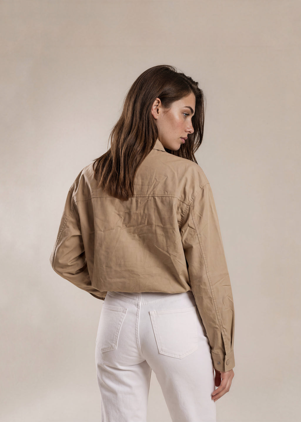 YSL Dark Khaki Textured Collared Bomber with Khaki Logo