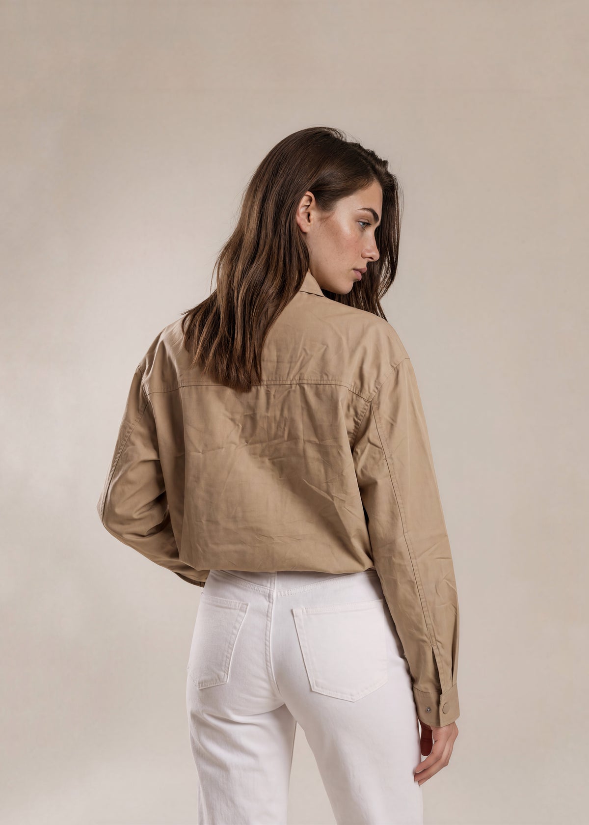 YSL Dark Khaki Textured Collared Bomber with Khaki Logo