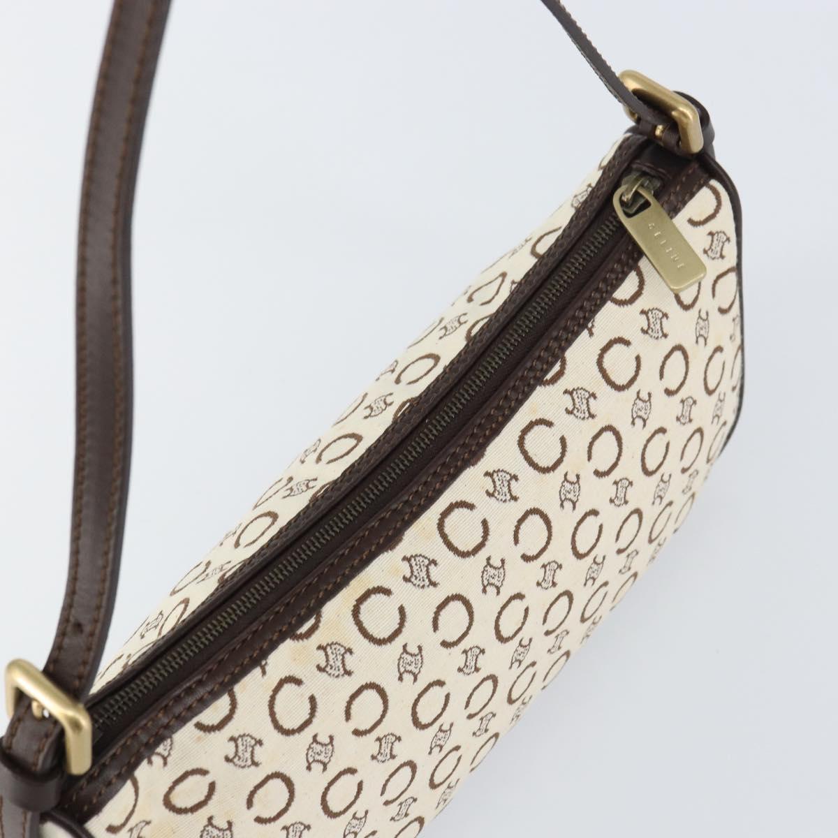 Celine White and Brown Monogram Shoulder Bag