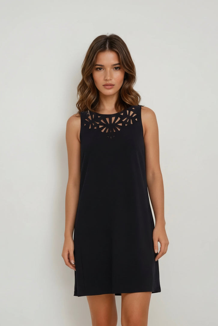 Etro Black Lasercut Mini Dress