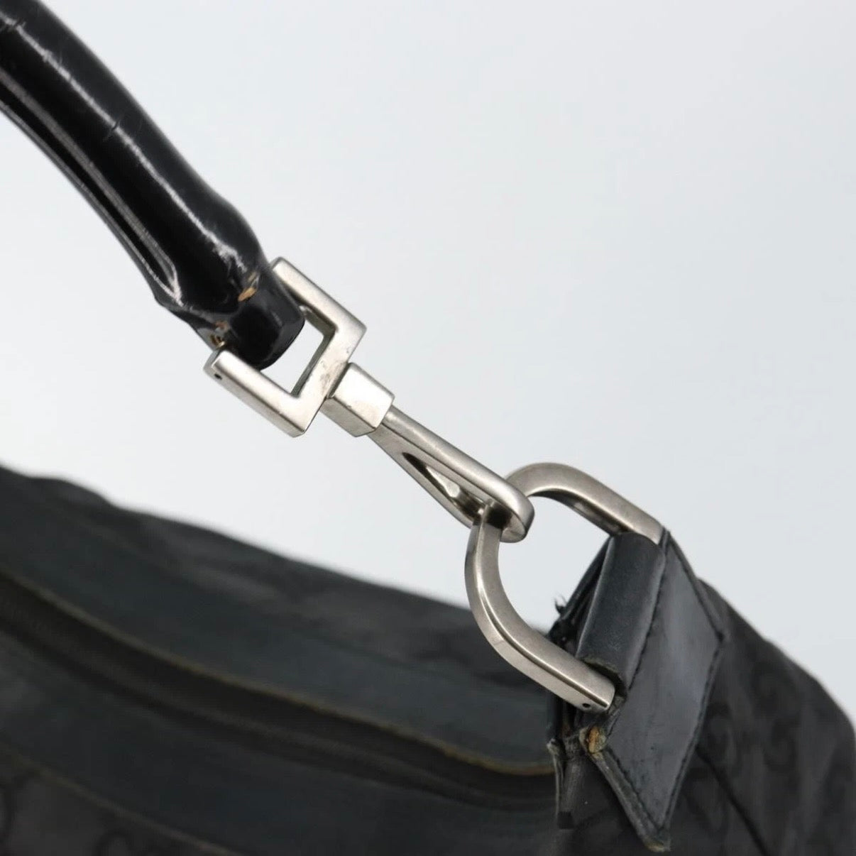 Gucci Black Monogram Bamboo Shoulder Bag