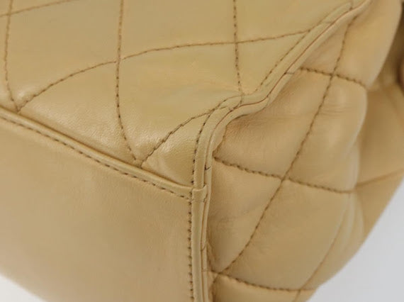 Chanel Tan Leather Quilted Tote