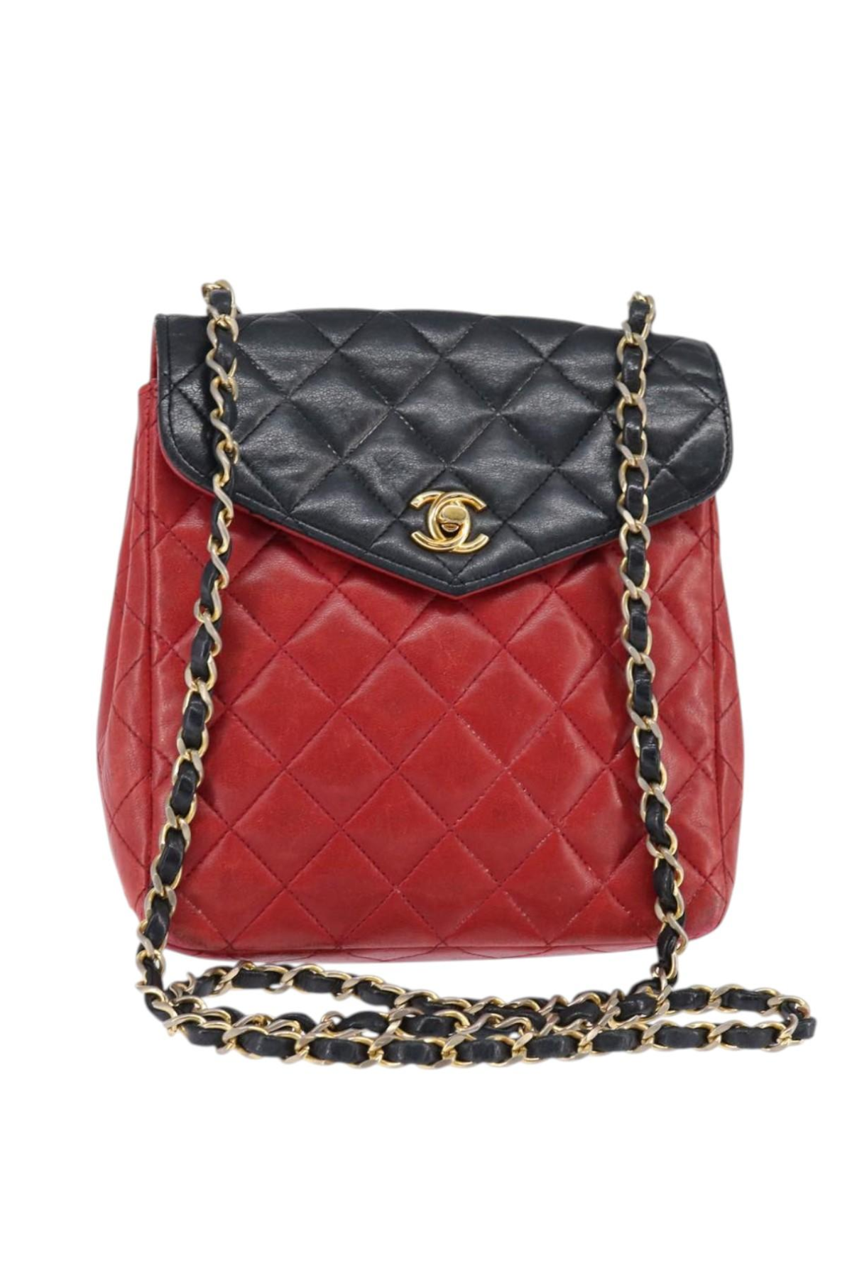 Chanel red and navy crossbody