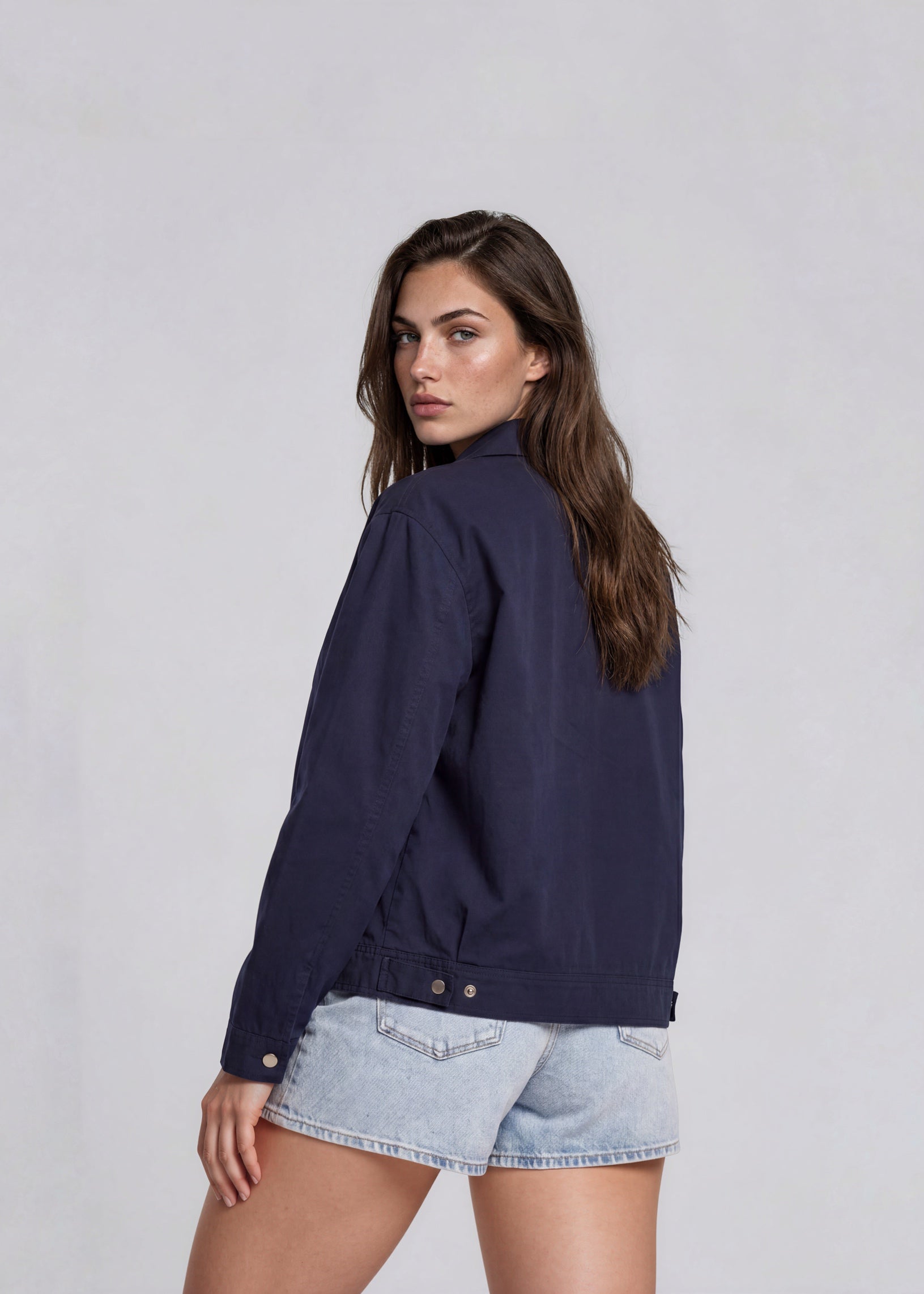YSL Navy Plaid Trimmed Bomber