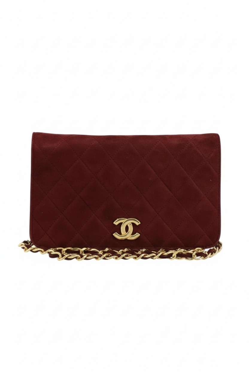Chanel Burgundy Suede Flap Bag