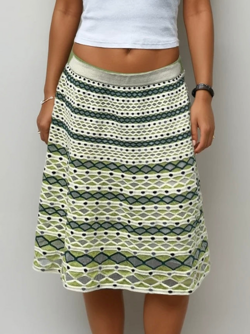 Missoni Green and Cream Printed Skirt
