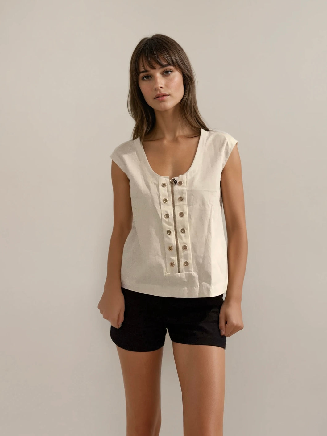 Prada White Grommet Tank