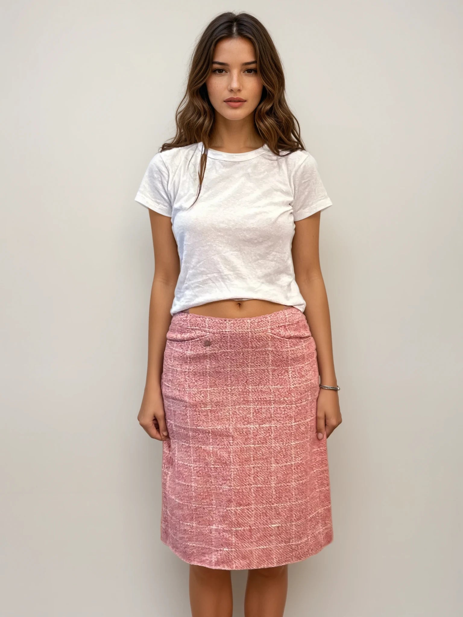 Chanel Red Tweed Skirt