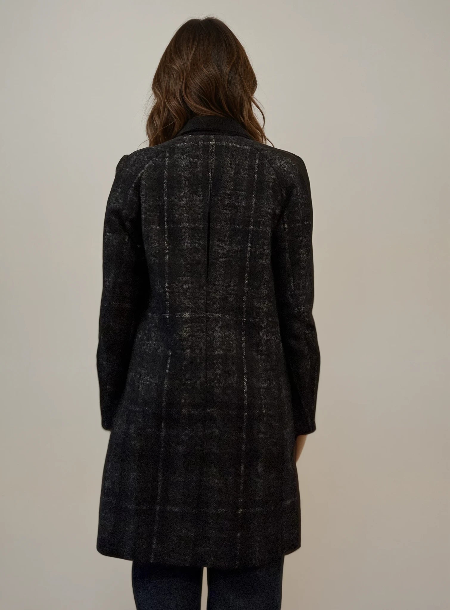 Jil Sander Black and Grey Plaid Coat