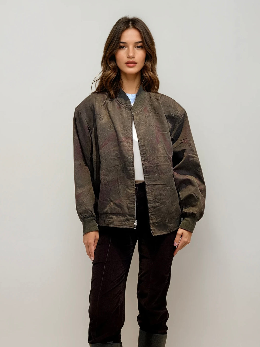 YSL Brown and Tan Reversible Bomber