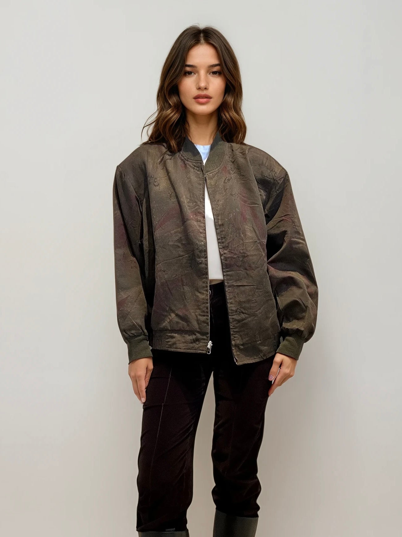 YSL Brown and Tan Reversible Bomber