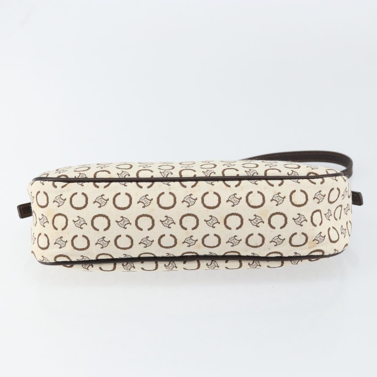 Celine White and Brown Monogram Shoulder Bag