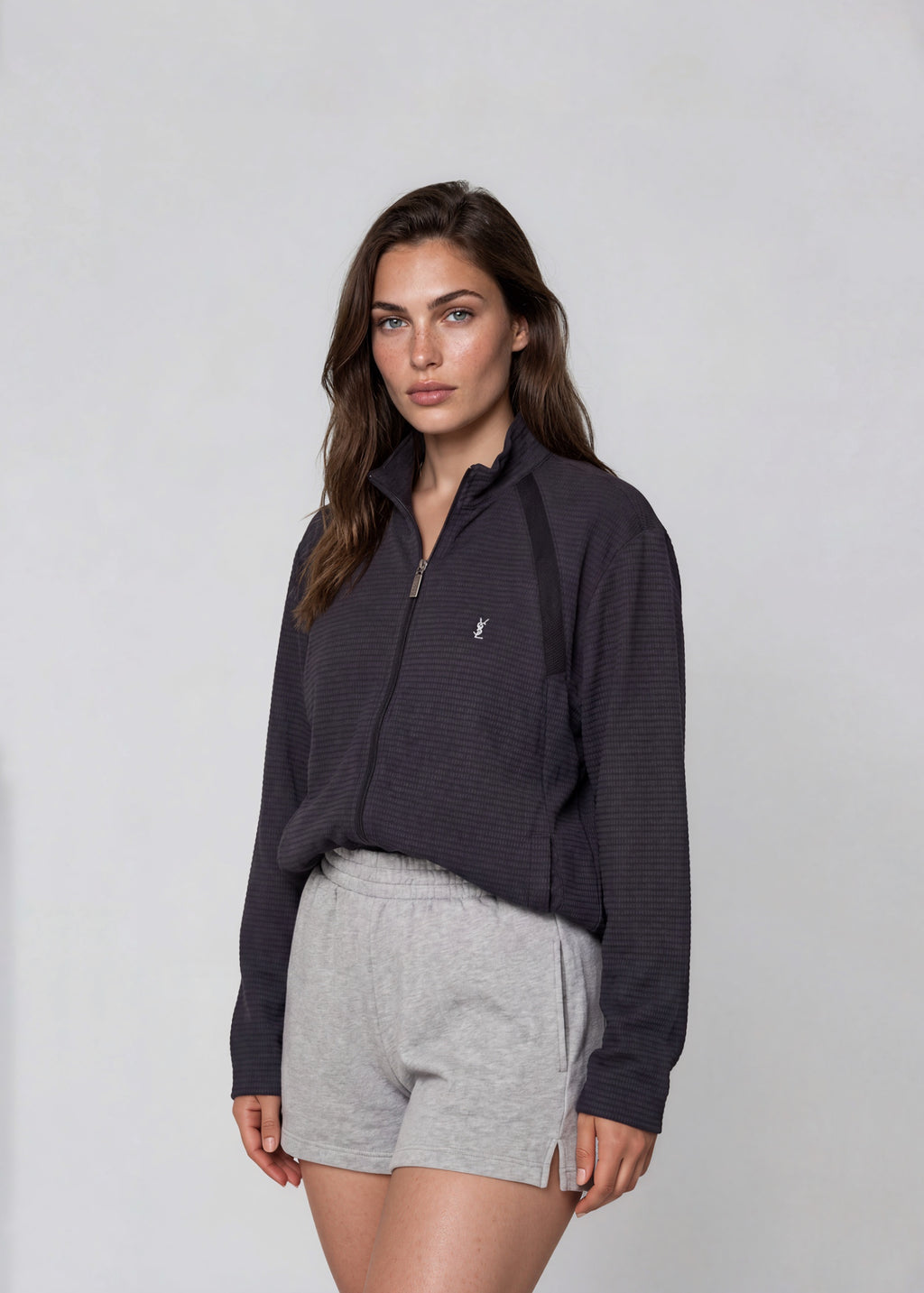 YSL Navy Seersucker Zip Bomber