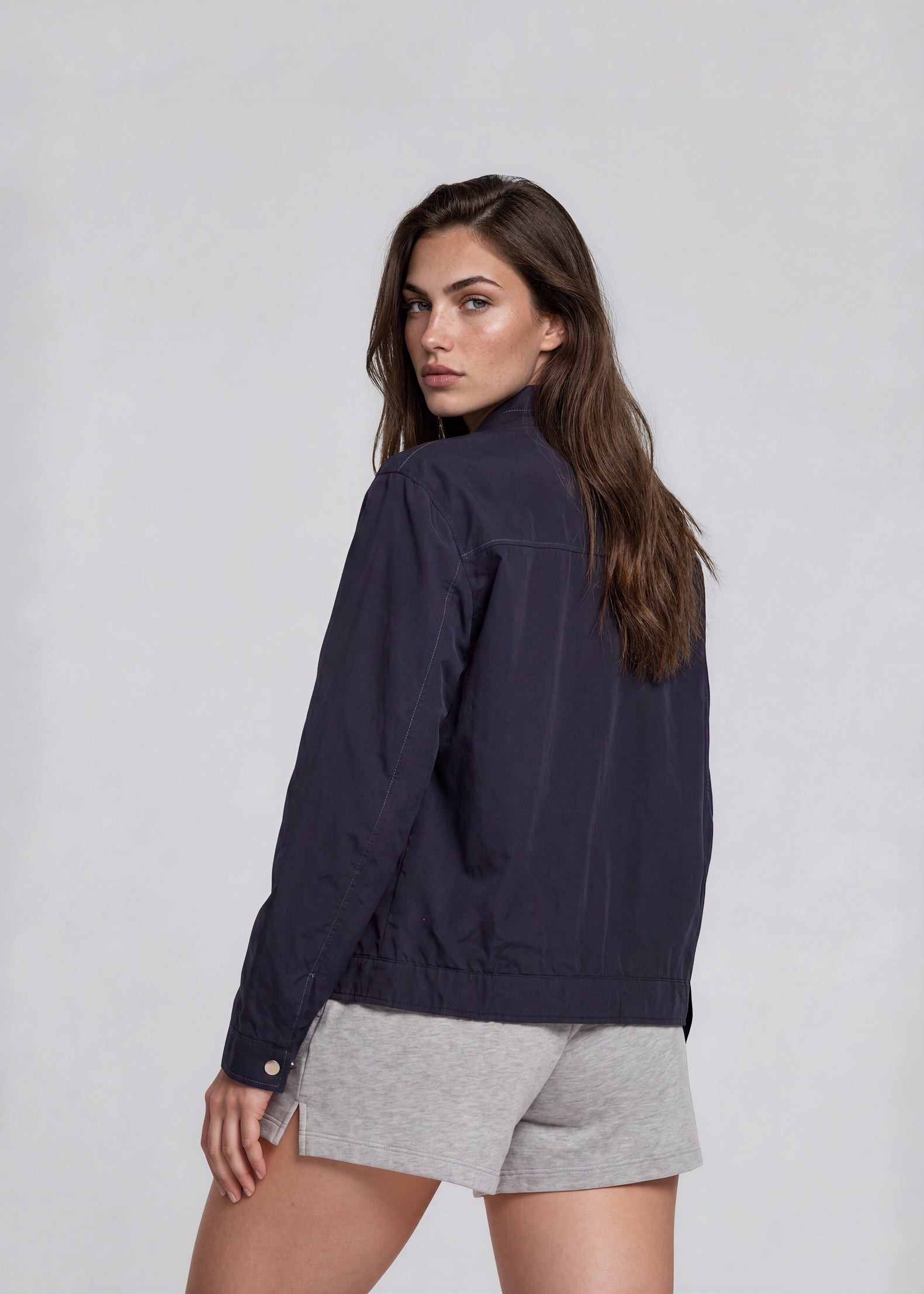 YSL Navy Contrast Stitch with White Logo