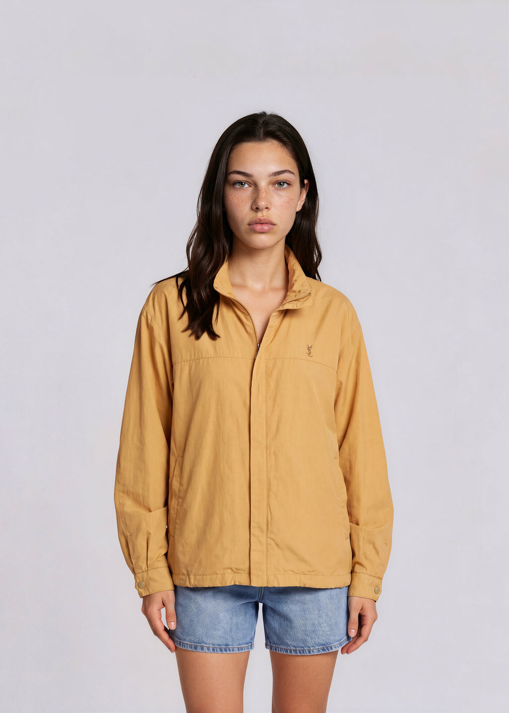YSL Golden Yellow Windbreaker Bomber with Gold Logo