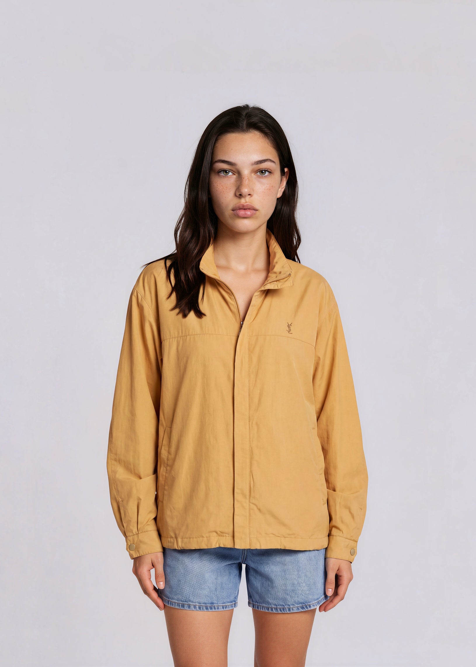 YSL Golden Yellow Windbreaker Bomber with Gold Logo