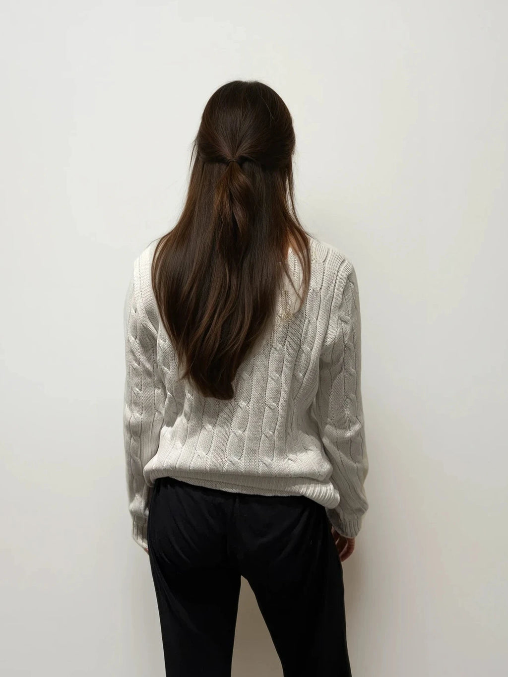 Ralph Lauren Cream Cableknit Crewneck Sweater