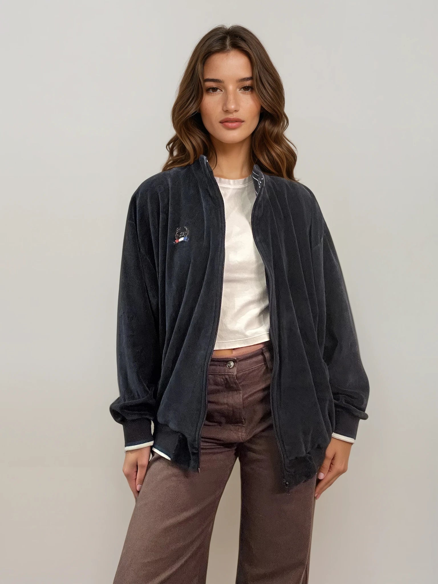 Dior Navy Velour Sweatshirt Jacket