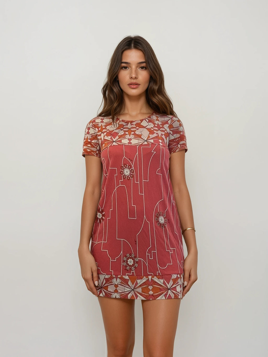 Pucci Pink and Orange Printed Mini Dress