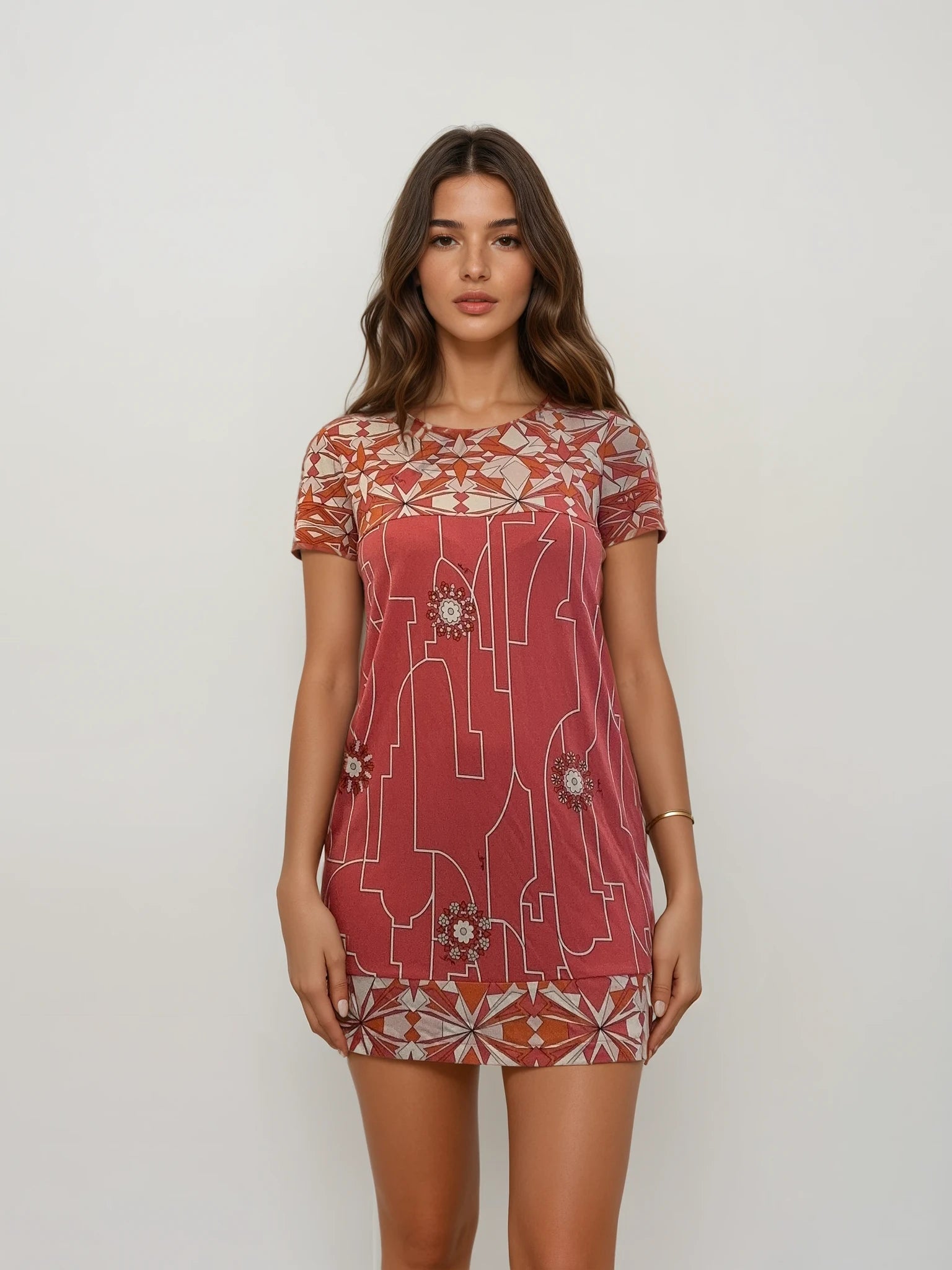 Pucci Pink and Orange Printed Mini Dress