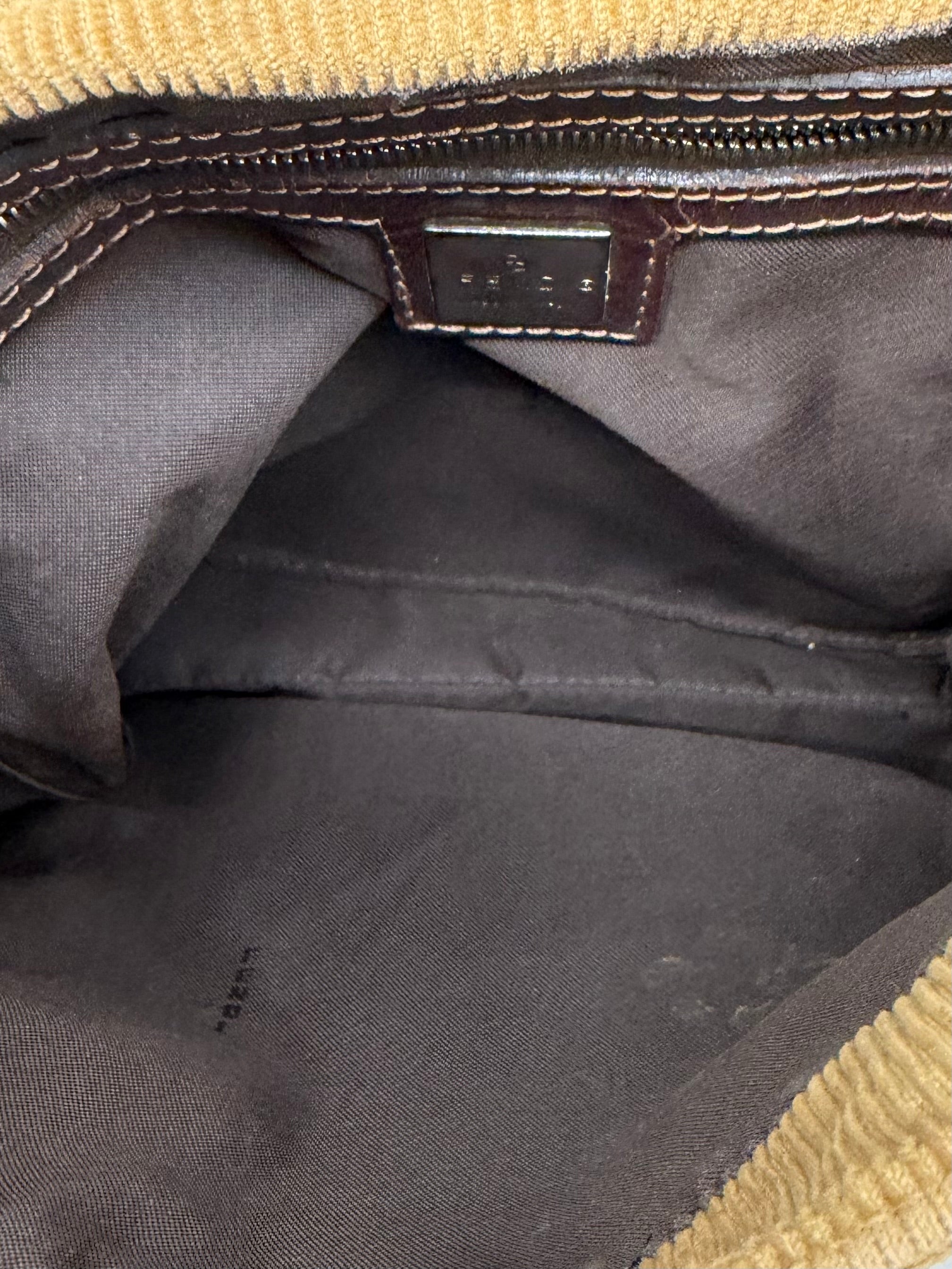 Fendi Tan Corduroy Shoulder Baguette