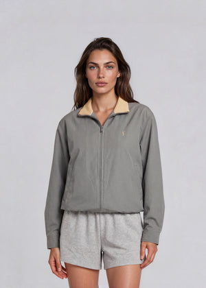 YSL Gray Zip Bomber with Yellow Collar