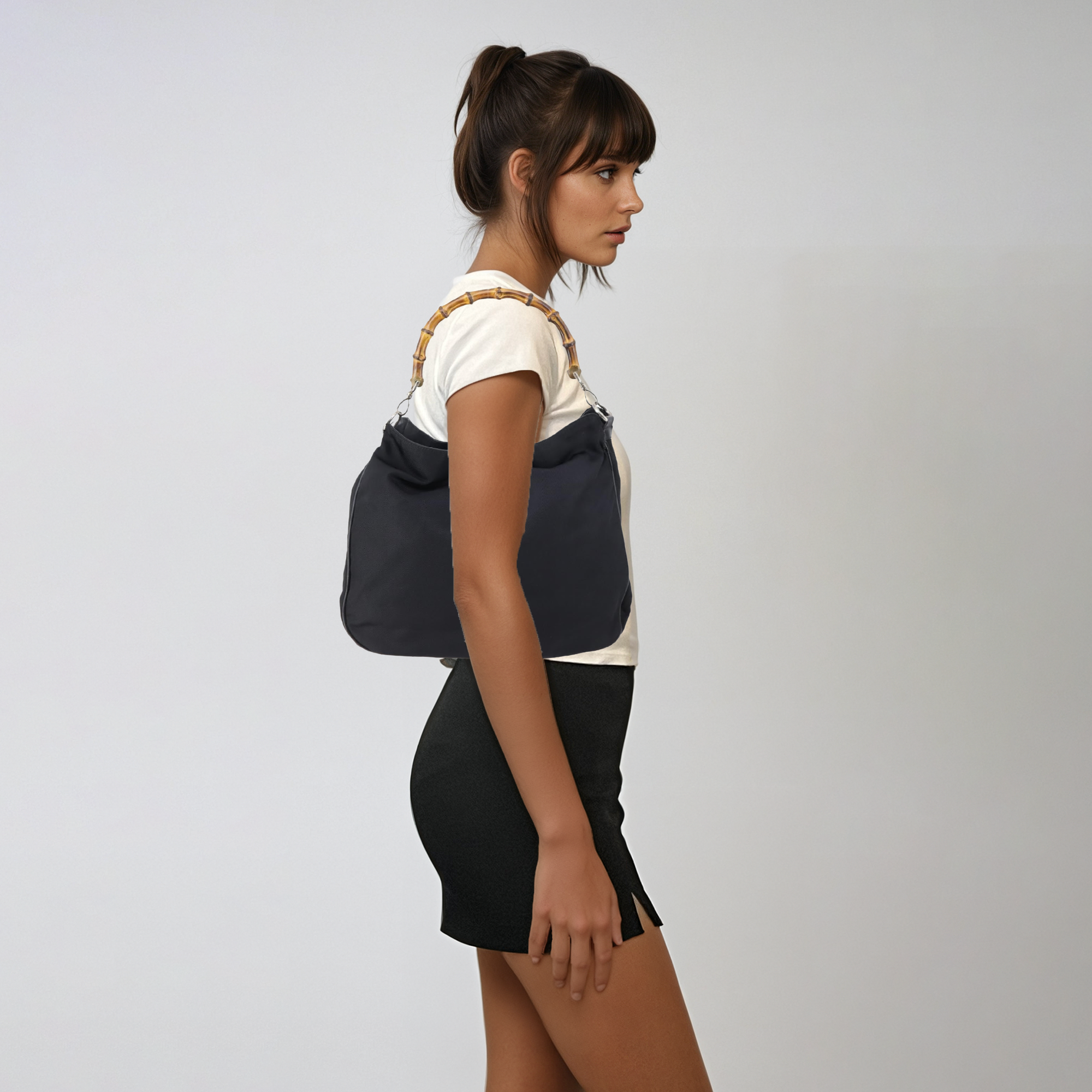 Gucci Black Bamboo Shoulder Bag