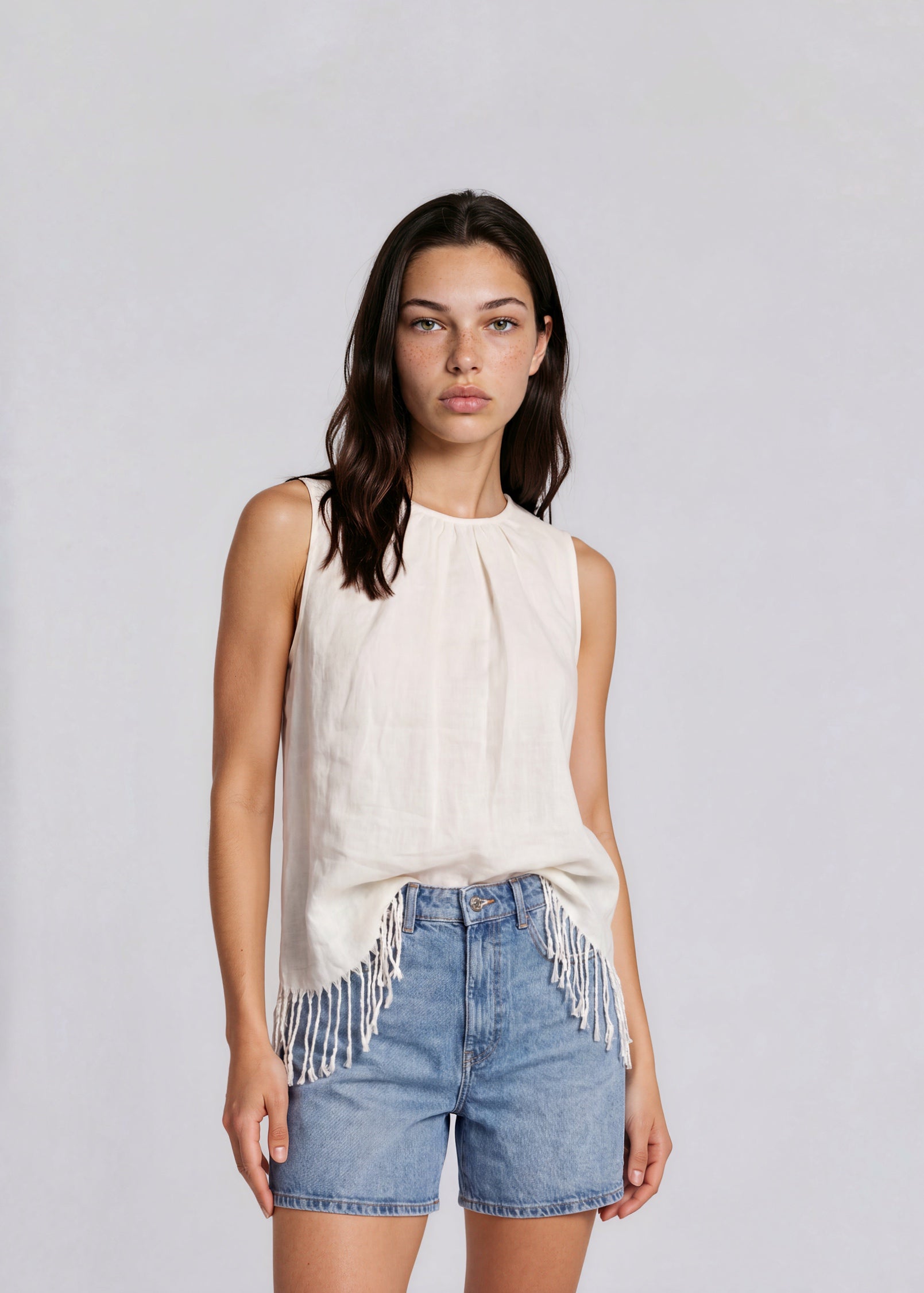 Max Mara Linen Fringe Top