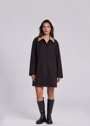 St John Black and Tan Collared Coat