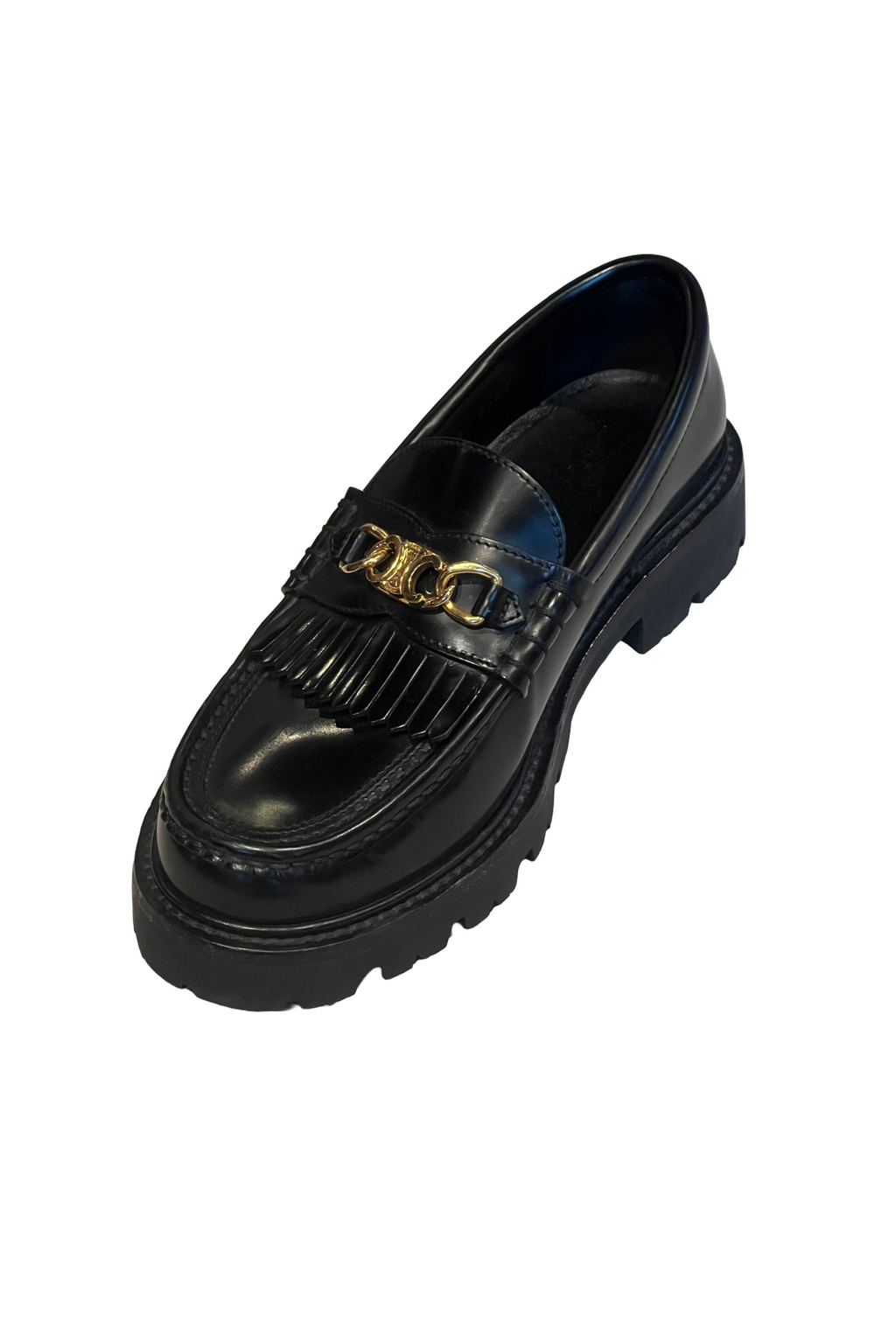 Celine Black and Gold Loafers