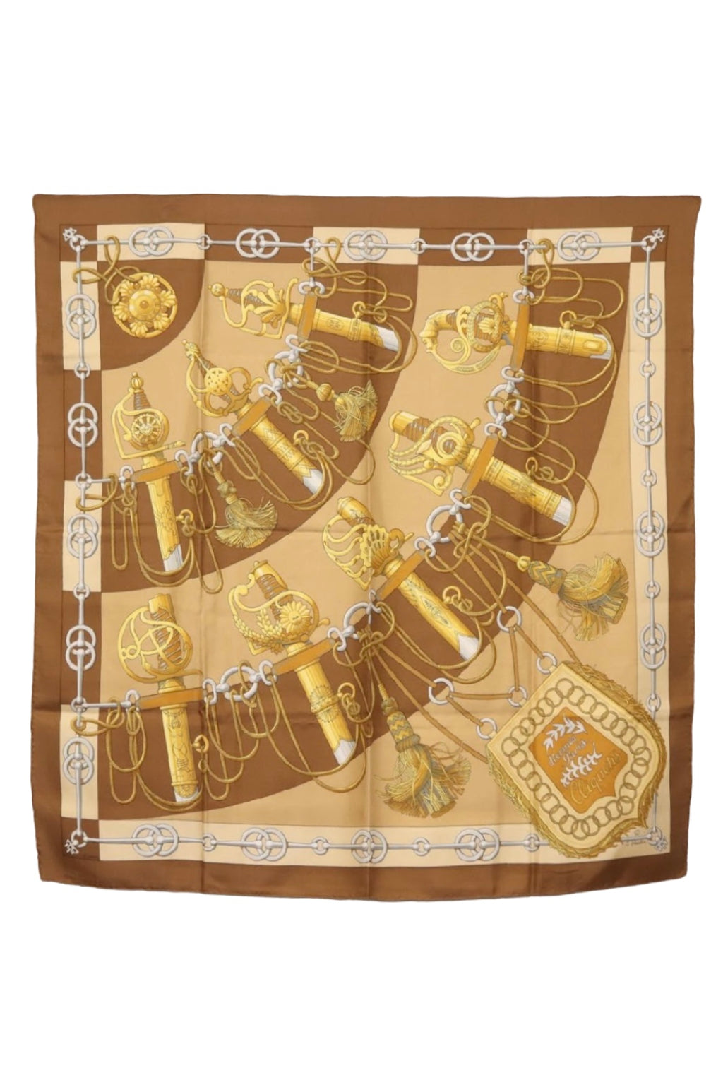 Hermès Brown and Gold Scarf
