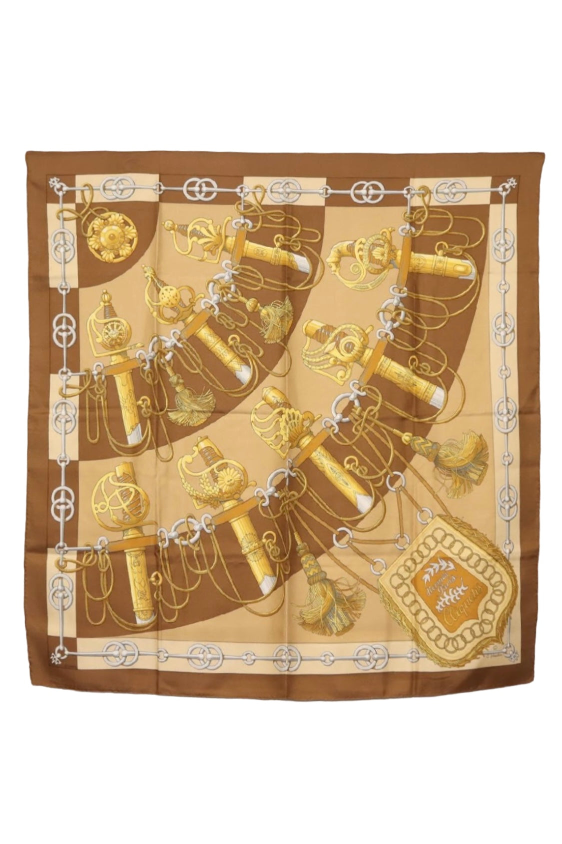 Hermès Brown and Gold Scarf