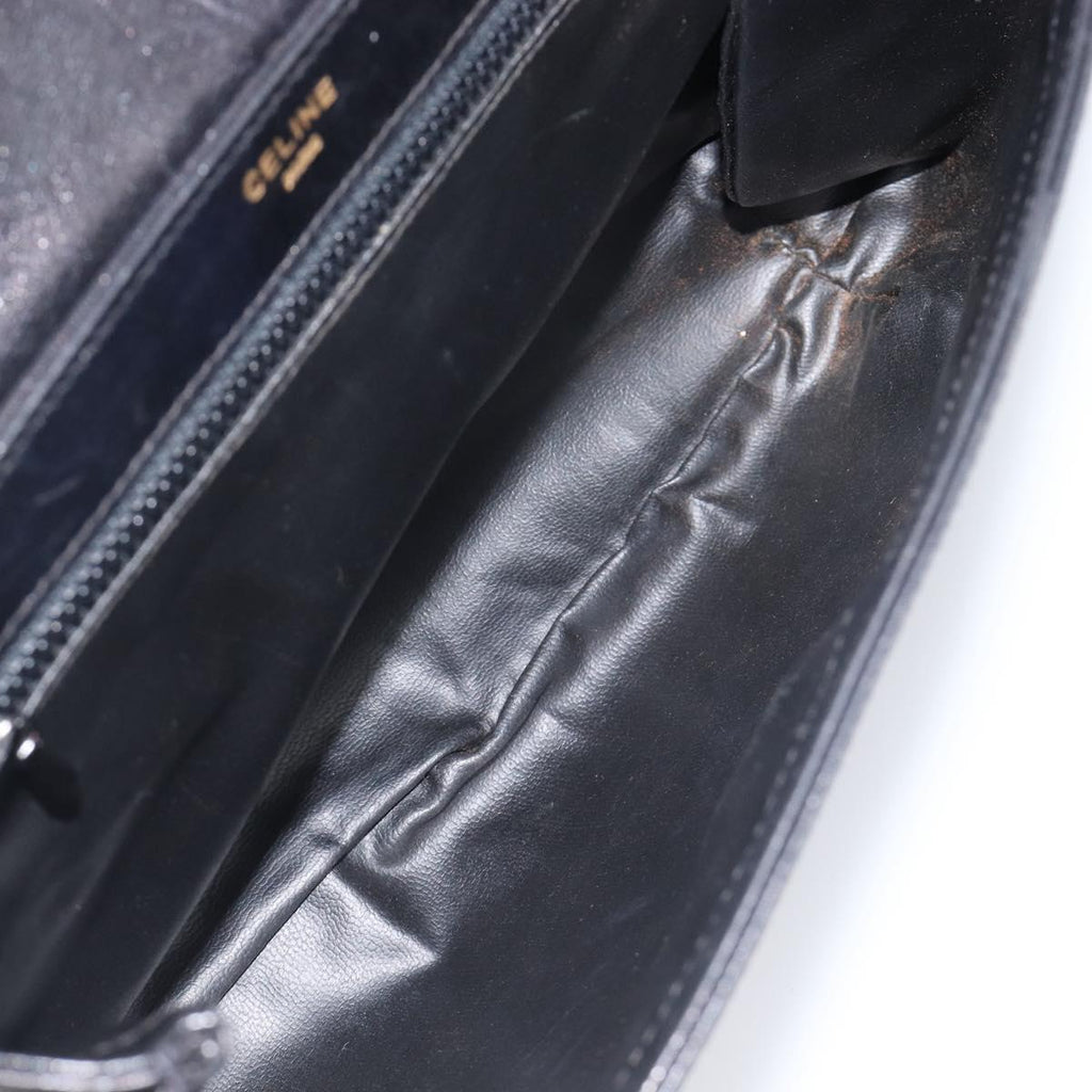 Celine Black Leather Chain Shoulder Bag