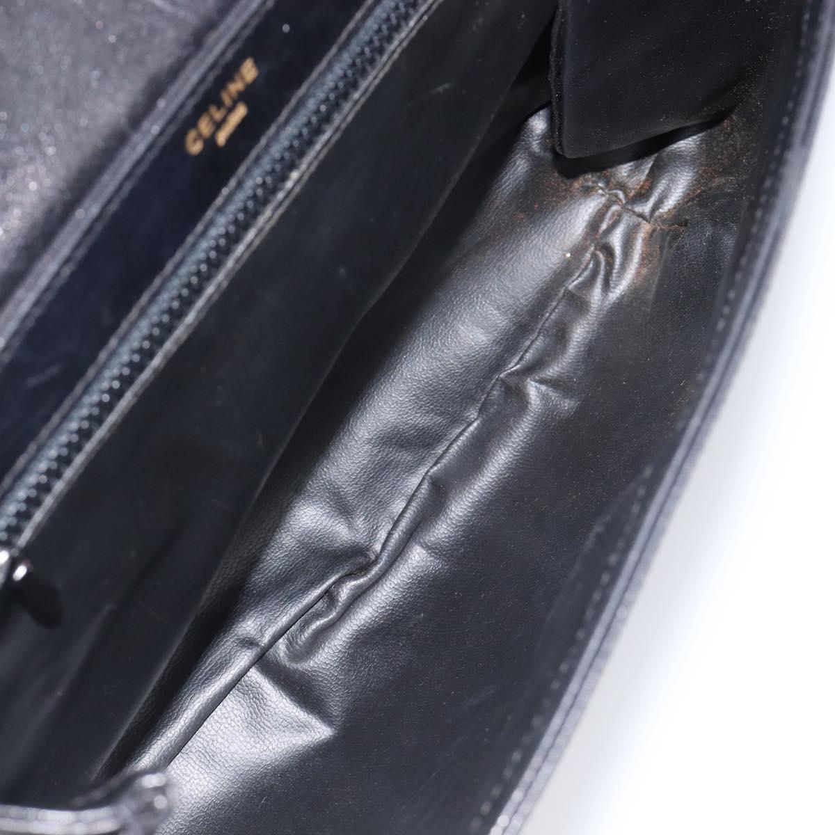 Celine Black Leather Chain Shoulder Bag
