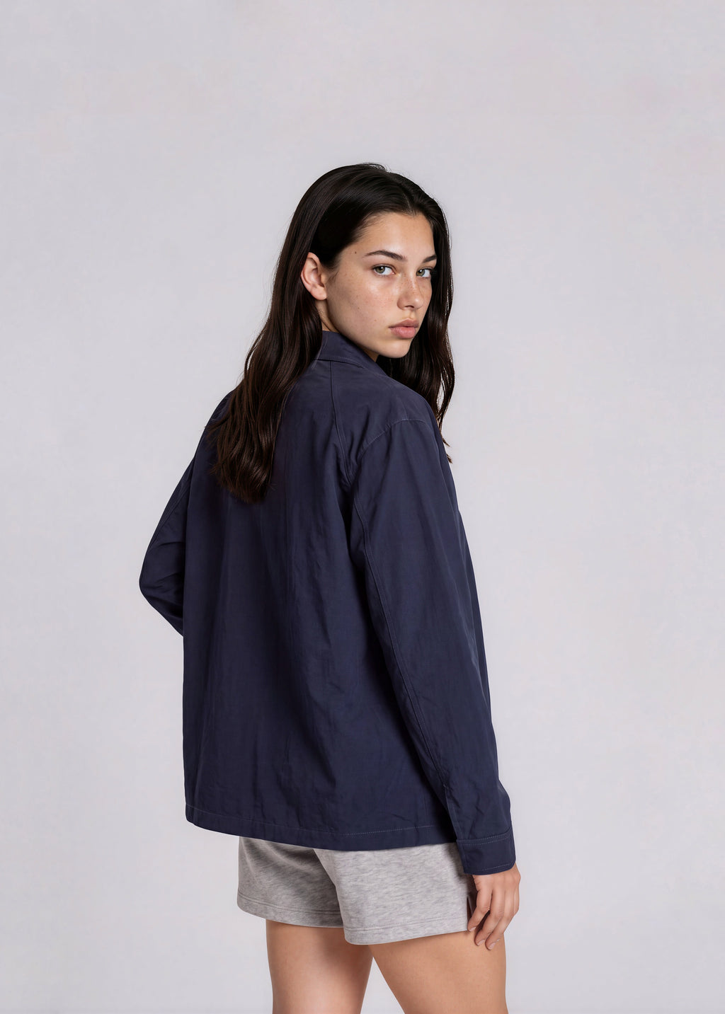 YSL Navy Contrast Striped Classic Collared Bomber