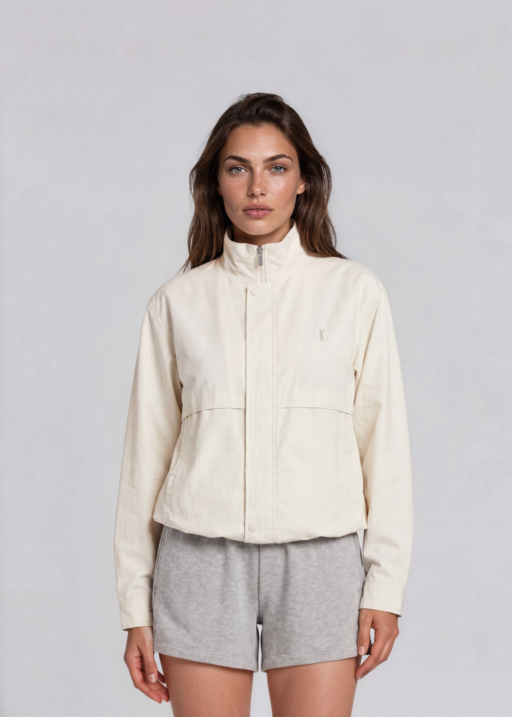 YSL White Windbreaker Bomber