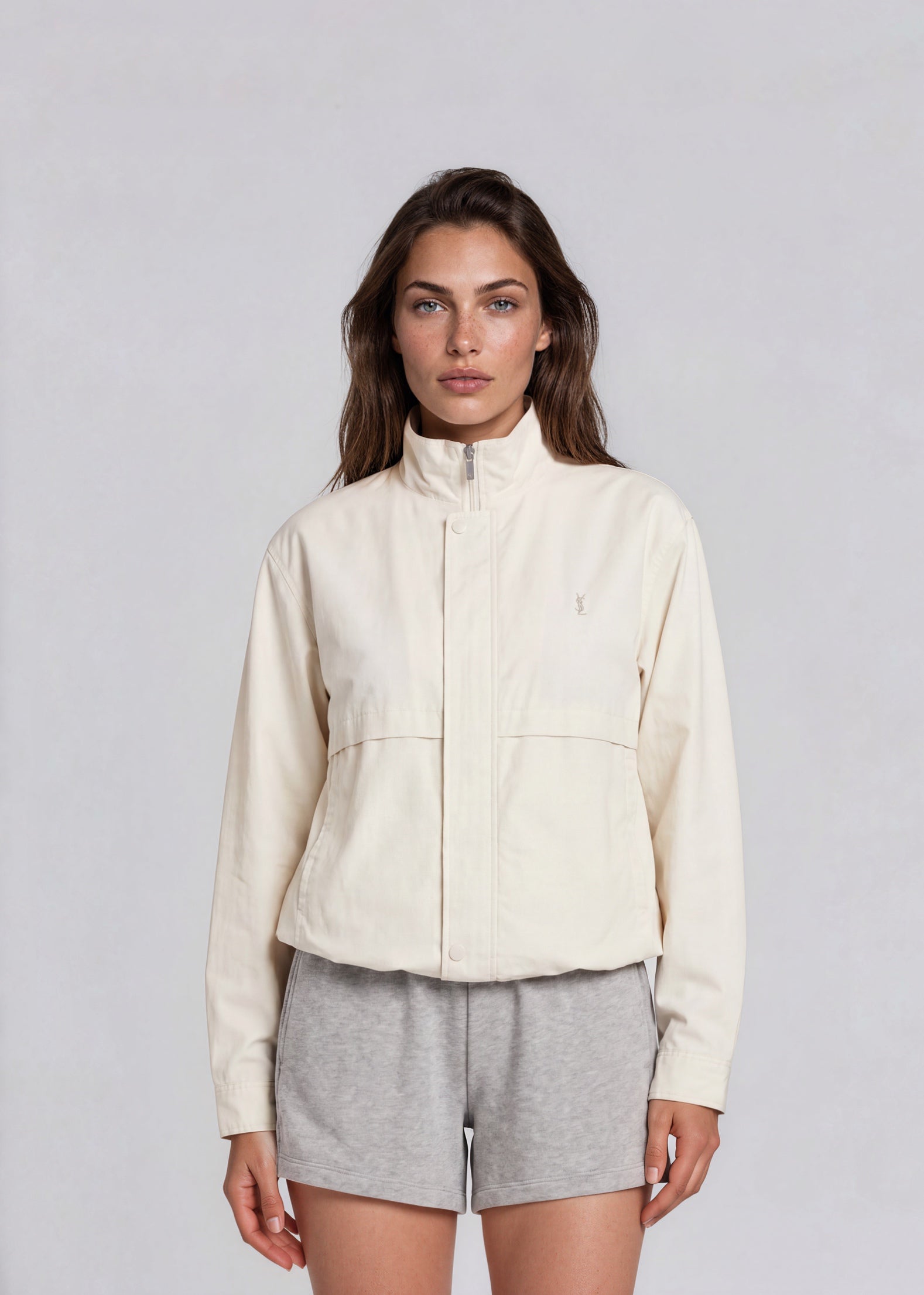 YSL White Windbreaker Bomber