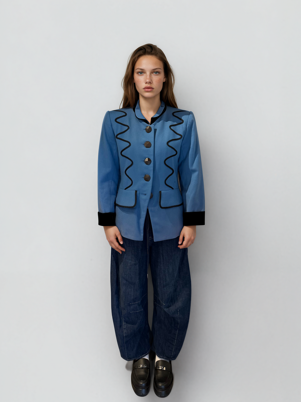 Saint Laurent Blue Embroidered Blazer