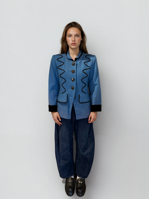 Saint Laurent Blue Embroidered Blazer