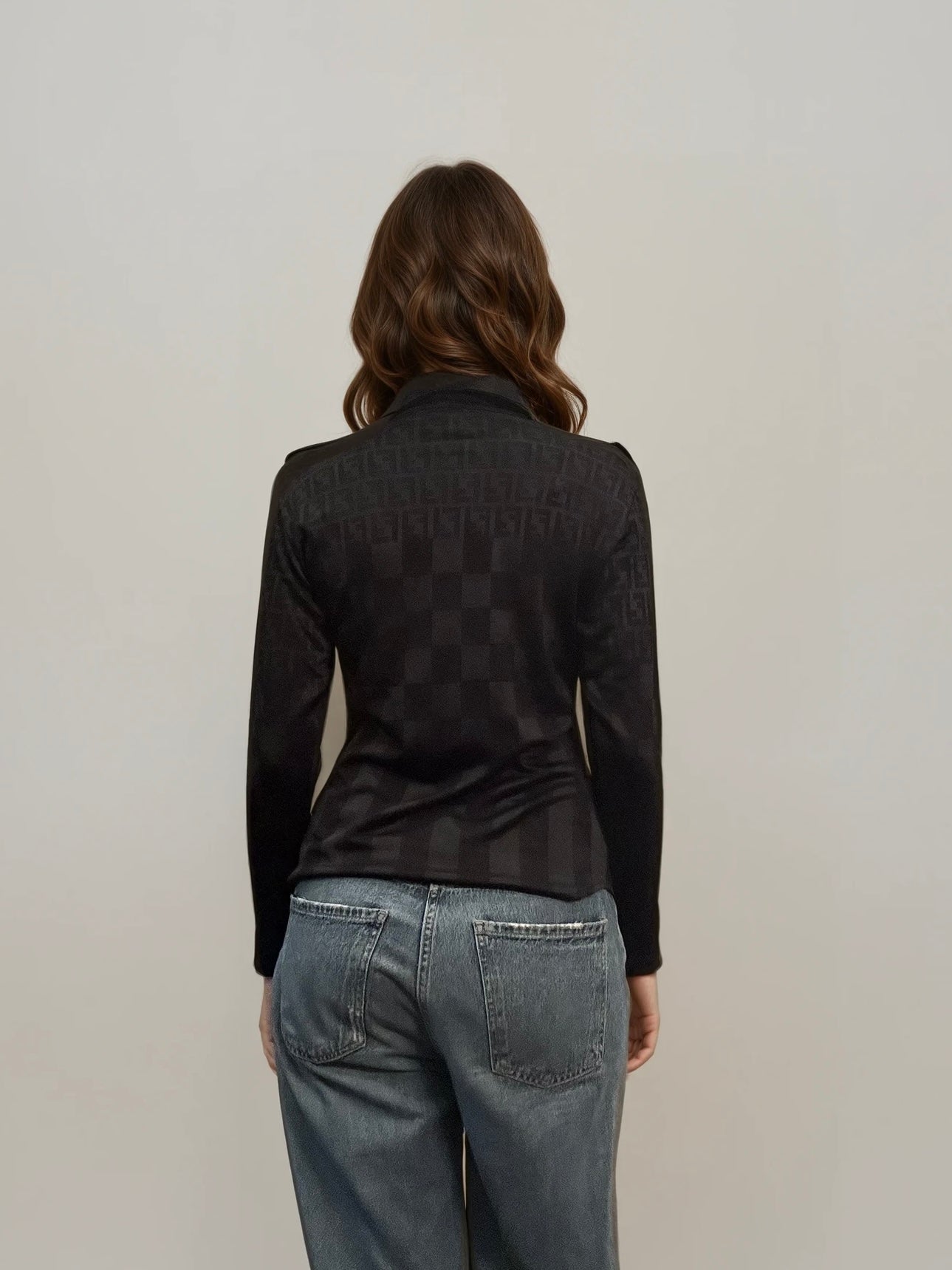 Fendi Black Monogram Button Down